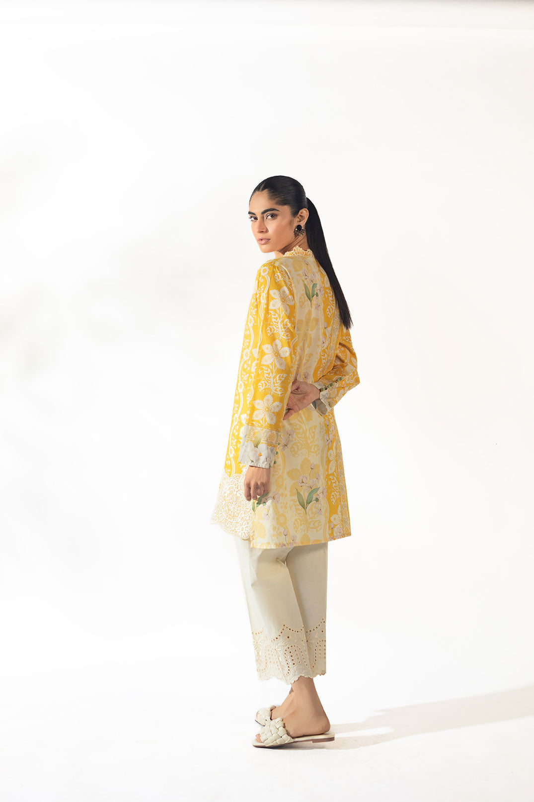 SS24DC-2354 YELLOW EMBROIDERED KURTA