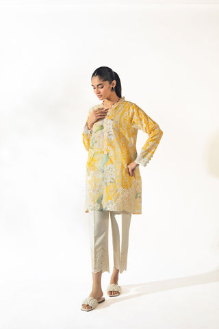 SS24DC-2354 YELLOW EMBROIDERED KURTA