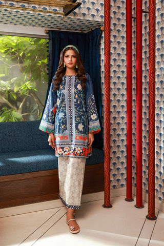 SS24DC-2522 NAVY BLUE LAWN 2PCS PRINTED KURTA WITH TROUSER