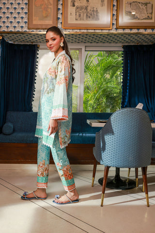 SS24DC-2523 SKY BLUE LAWN 2PCS PRINTED KURTA WITH TROUSER