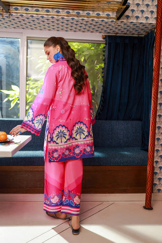 SS24DC-2527 PINK LAWN 2PCS PRINTED KURTA WITH TROUSER