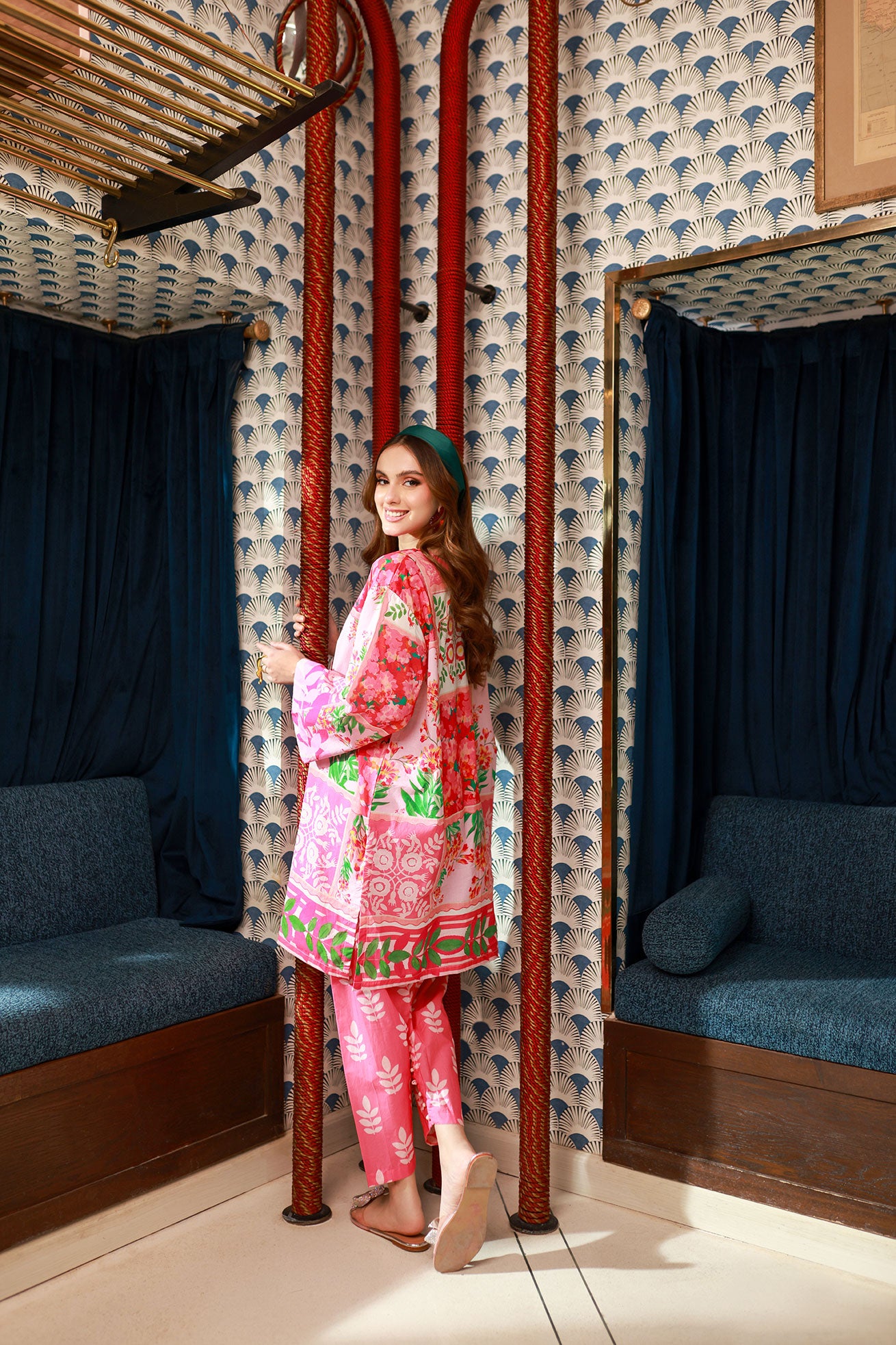 SS24DC-2531 PINK LAWN 2PCS PRINTED KURTA WITH TROUSER