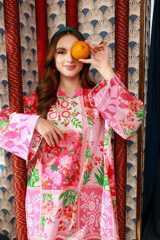 SS24DC-2531 PINK LAWN 2PCS PRINTED KURTA WITH TROUSER