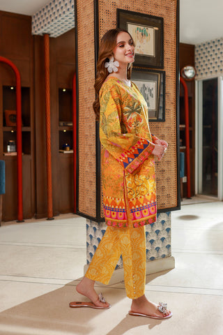 SS24DC-2532 MUSTARD LAWN 2PCS PRINTED KURTA WITH TROUSER