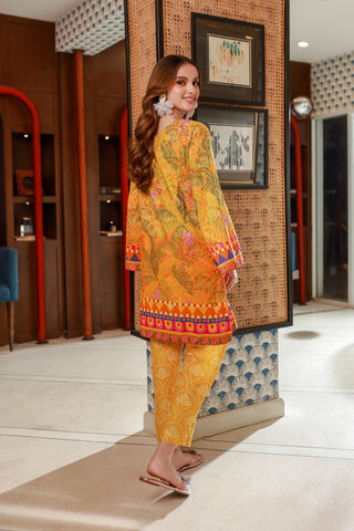 SS24DC-2532 MUSTARD LAWN 2PCS PRINTED KURTA WITH TROUSER