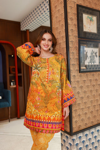 SS24DC-2532 MUSTARD LAWN 2PCS PRINTED KURTA WITH TROUSER