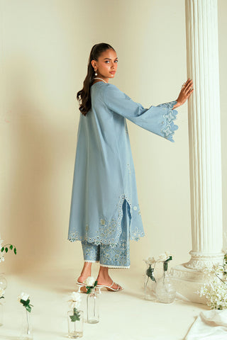SS25DC-2553 SKY BLUE LAWN 2PCS EMBROIDERED KURTA WITH TROUSER