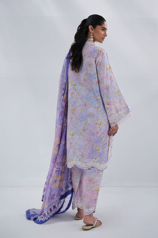 SS25DC-2556 PURPLE COTTON JACQUARD 2PCS EMBROIDERED KURTA WITH TROUSER