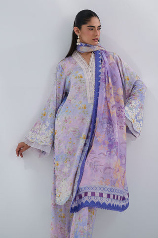 SS25DC-2556 PURPLE COTTON JACQUARD 2PCS EMBROIDERED KURTA WITH TROUSER