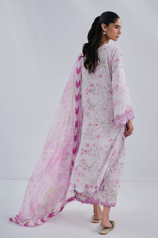 SS25DC-2557 PINK COTTON JACQUARD 2PCS EMBROIDERED KURTA WITH TROUSER