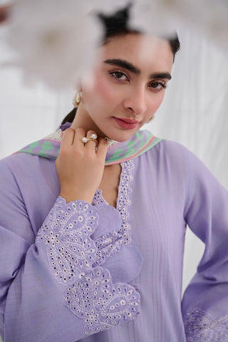 SS25DC-2564 PURPLE COTTON JACQUARD 2PCS EMBROIDERED KURTA WITH TROUSER