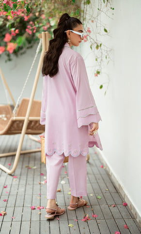 SS25DC-2568 LIGHT PURPLE 2PCS  EMBROIDERED KURTA WITH TROUSER