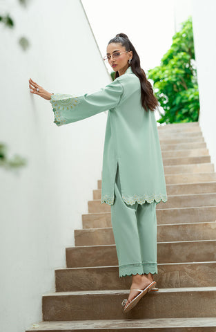 SS25DC-2569 MINT GREEN 2PCS  EMBROIDERED KURTA WITH TROUSER