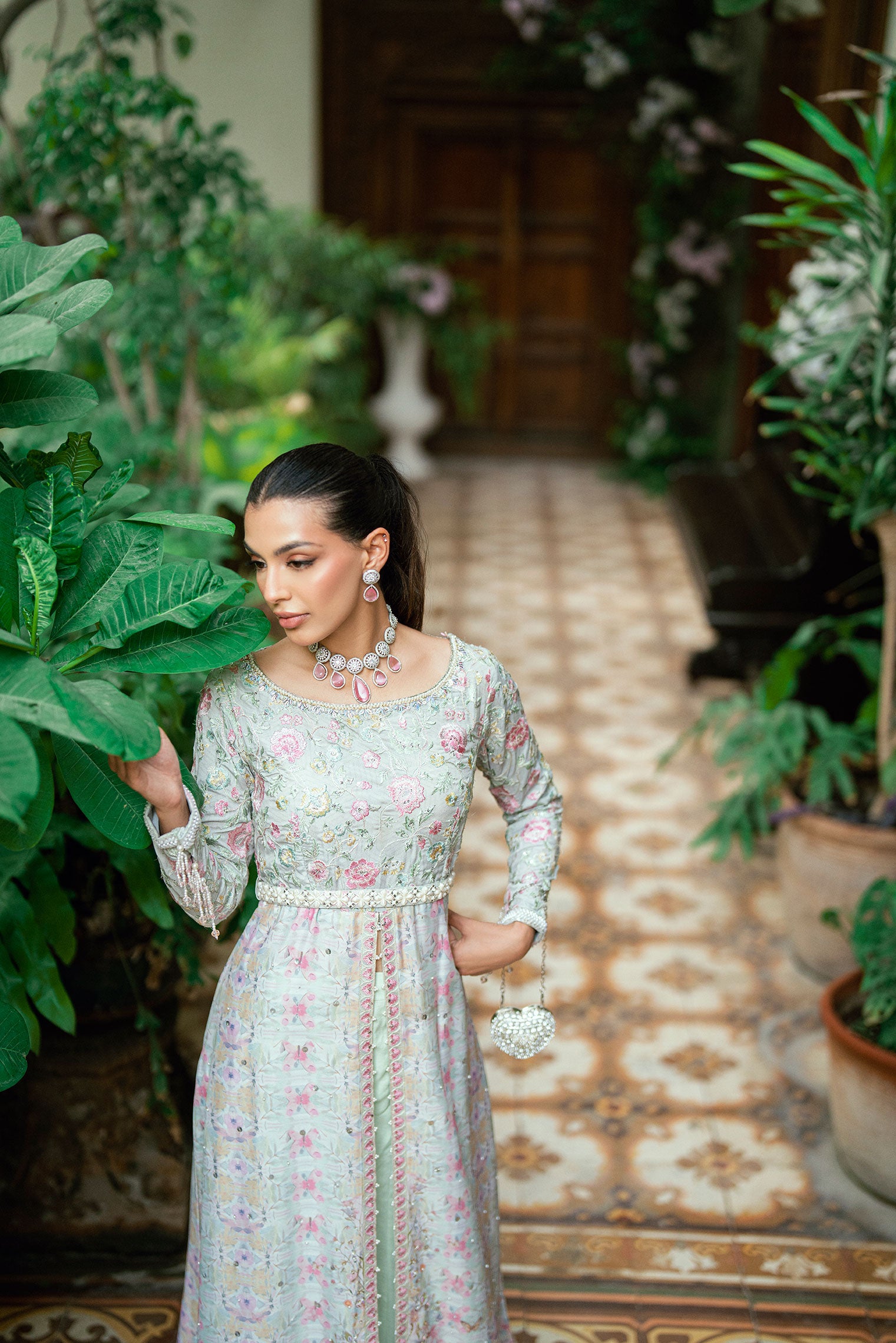 SS25DL-0338 GREEN 2Pcs SHIRT WITH TROUSER