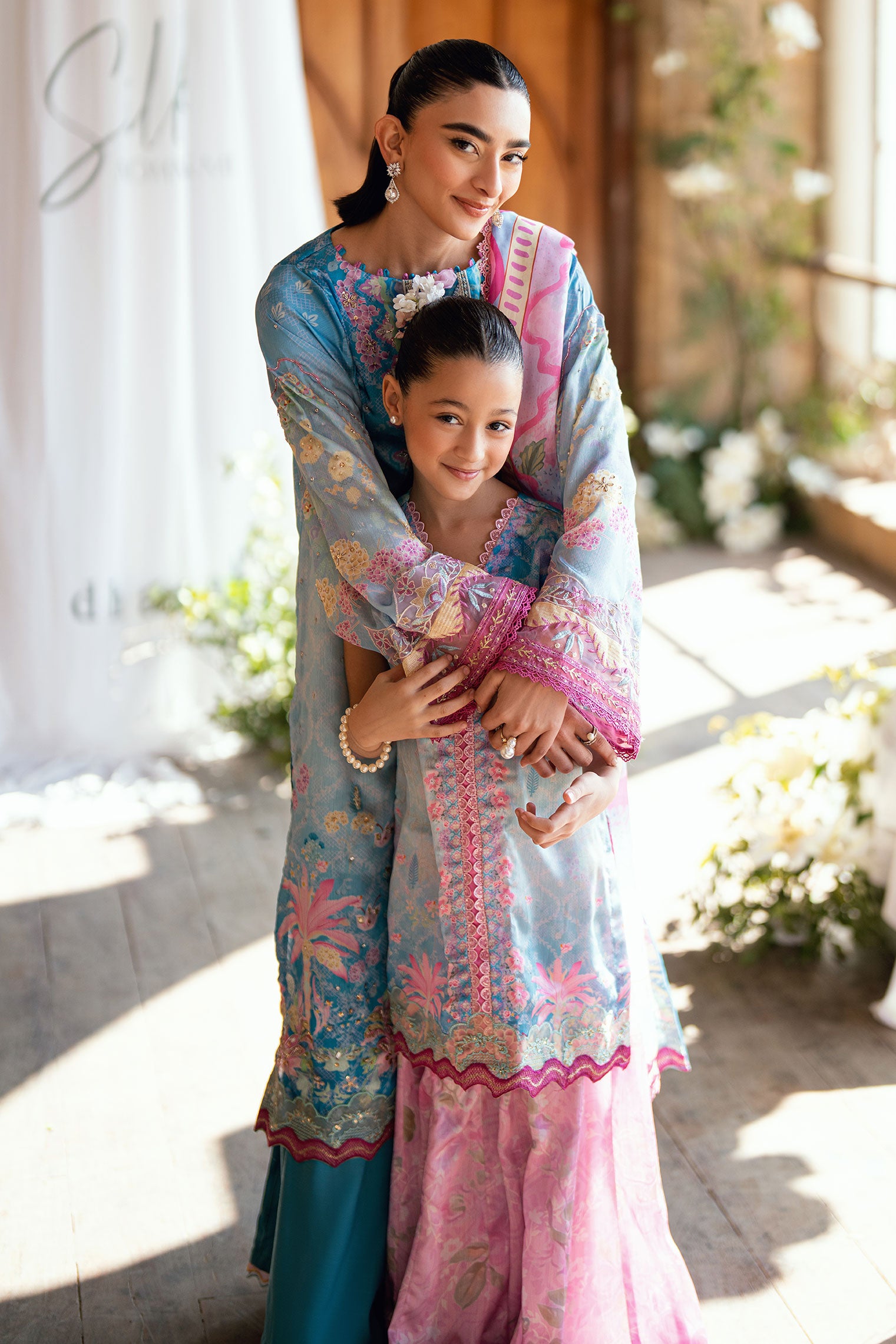 SS26DA-2898 BLUE 2PCS HAND EMBELLISHED KURTA WITH TROUSER