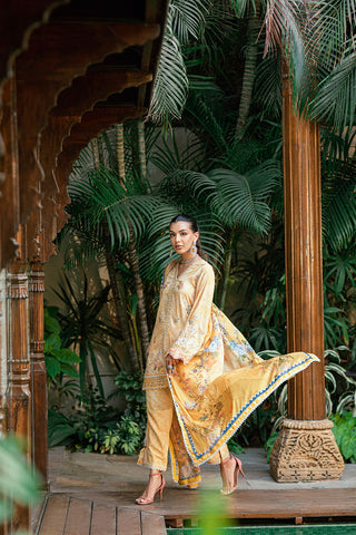 SS25DA-2753 YELLOW 2PCS HAND EMBELLISHED KURTA WITH TROUSER
