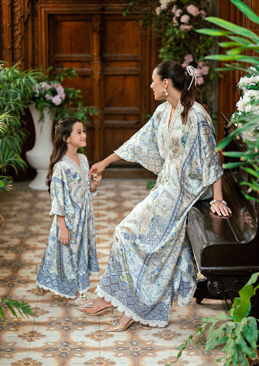 SS25DA-2755 SKY BLUE HAND EMBELLISHED KAFTAN