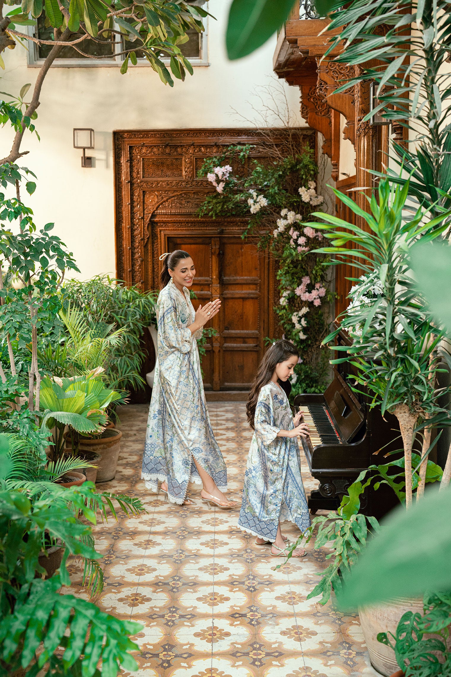 SS25DA-2755 SKY BLUE HAND EMBELLISHED KAFTAN