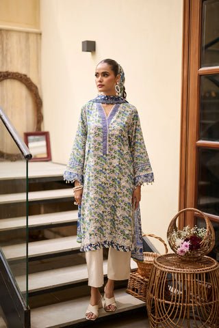 SS24DU-3181 - GREEN FLORAL -  EMBROIDERED LAWN - 3PCS