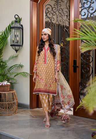 SS24DU-3182 - MUSTARD -  EMBROIDERED LAWN - 3PCS