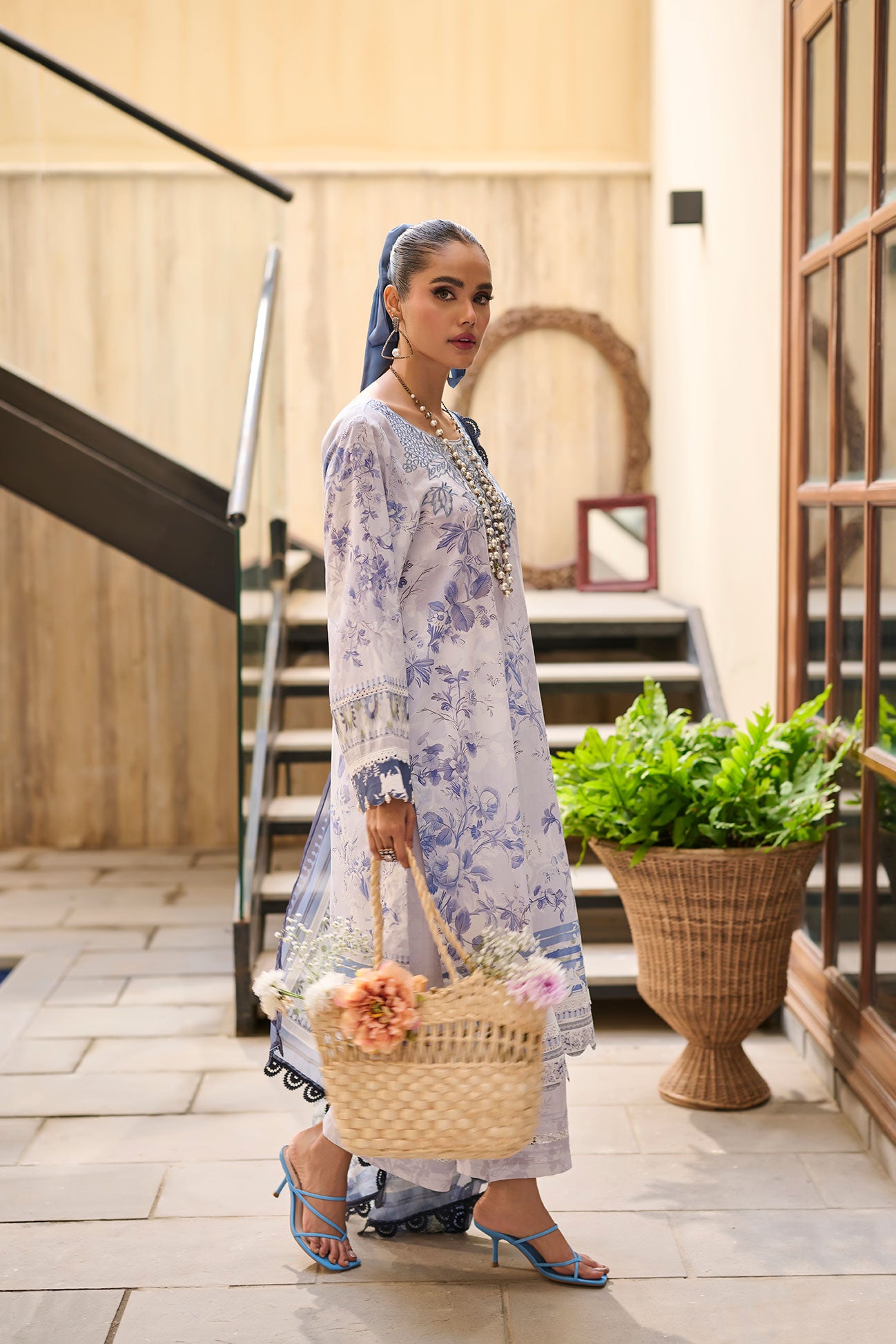 SS24DU-3185 - SKY BLUE -  EMBROIDERED LAWN - 3PCS