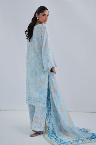 SS25DD-2560  SKY BLUE PRINTED DUPATTA