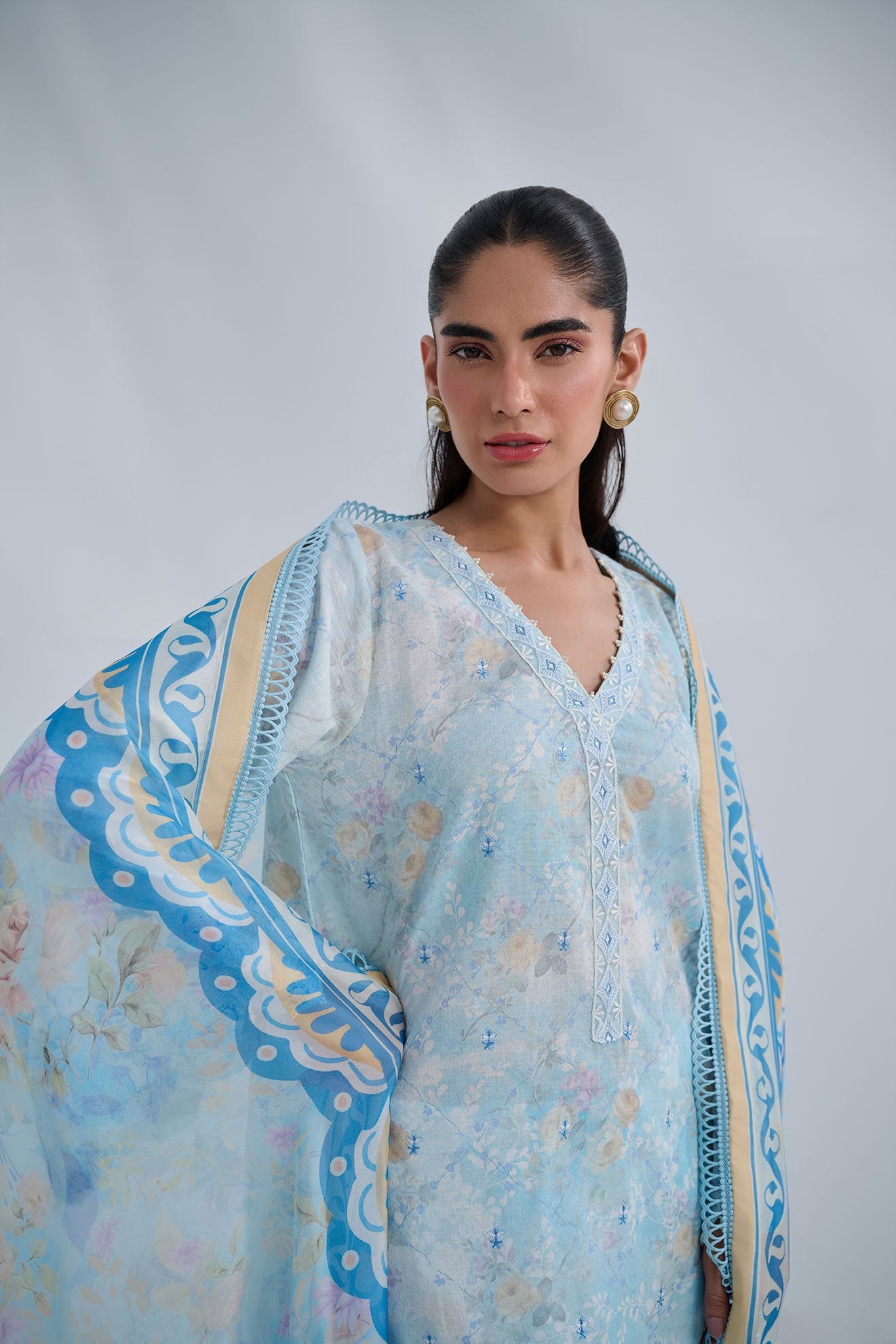 SS25DD-2560  SKY BLUE PRINTED DUPATTA