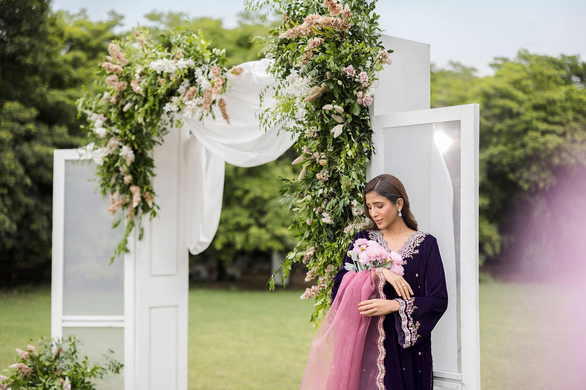 FW25DA-2830   PURPLE  2PCS  EMBROIDERED KURTA WITH TROUSER