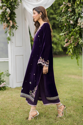 FW25DA-2830   PURPLE  2PCS  EMBROIDERED KURTA WITH TROUSER