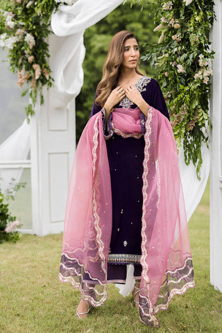 FW25DD-2830  MAGENTA  EMBROIDERED  DUPATTA