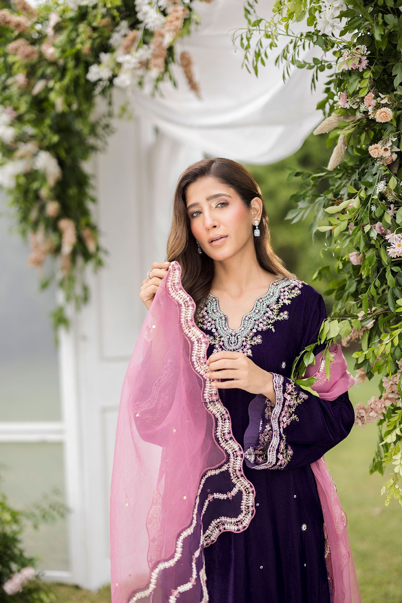 FW25DA-2830   PURPLE  2PCS  EMBROIDERED KURTA WITH TROUSER