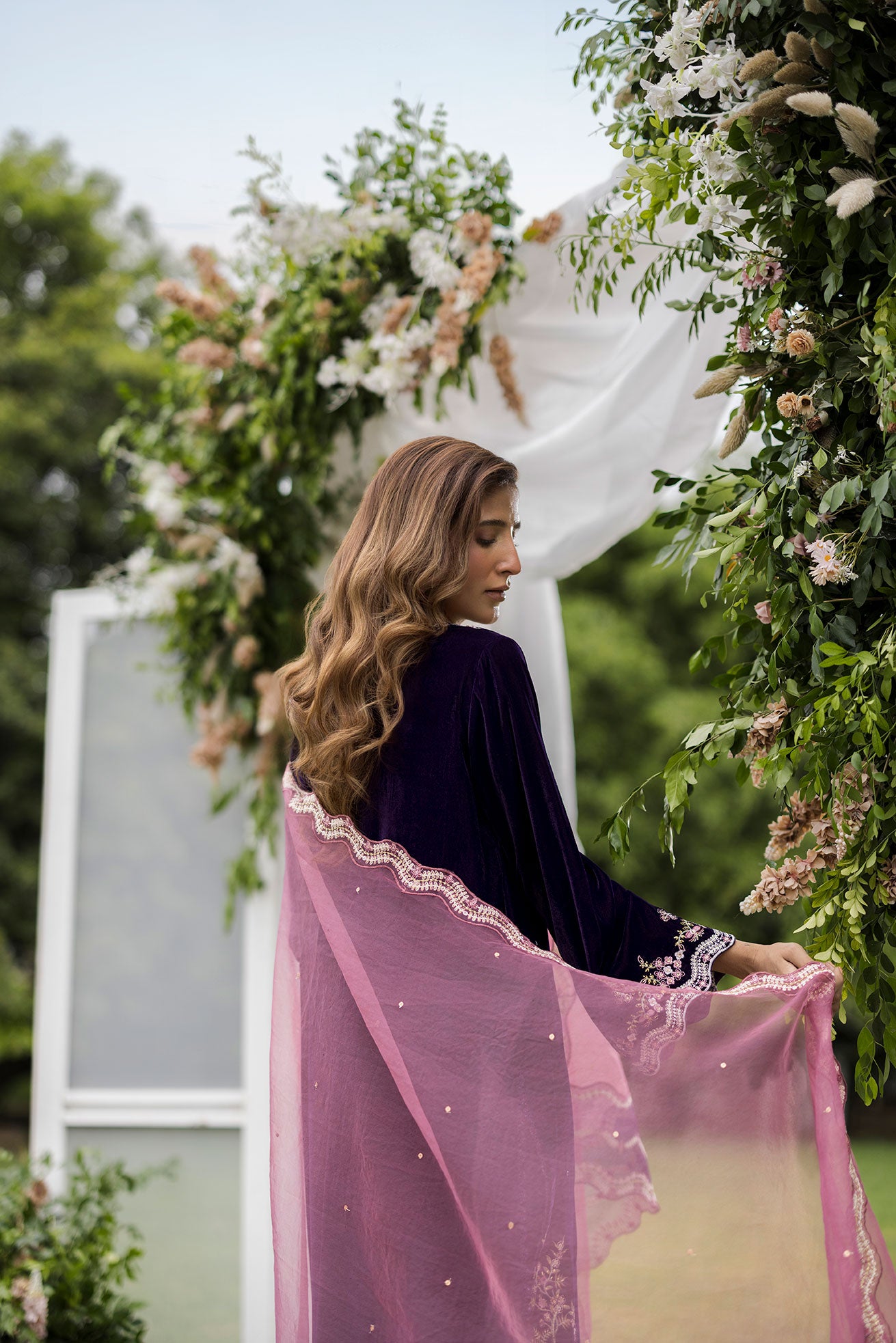 FW25DA-2830   PURPLE  2PCS  EMBROIDERED KURTA WITH TROUSER