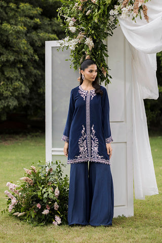 FW25DA-2834   GREY  2PCS  EMBROIDERED KURTA WITH TROUSER