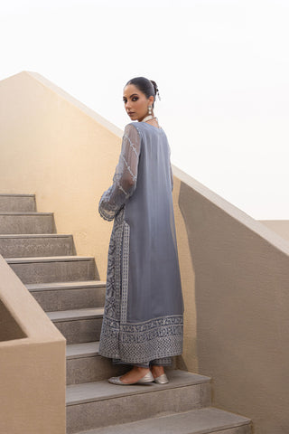 Freya: FW24DA-2651 GREY 2PCS EMBROIDERED KURTA WITH TROUSER