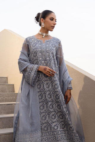 Freya: FW24DA-2651 GREY 2PCS EMBROIDERED KURTA WITH TROUSER