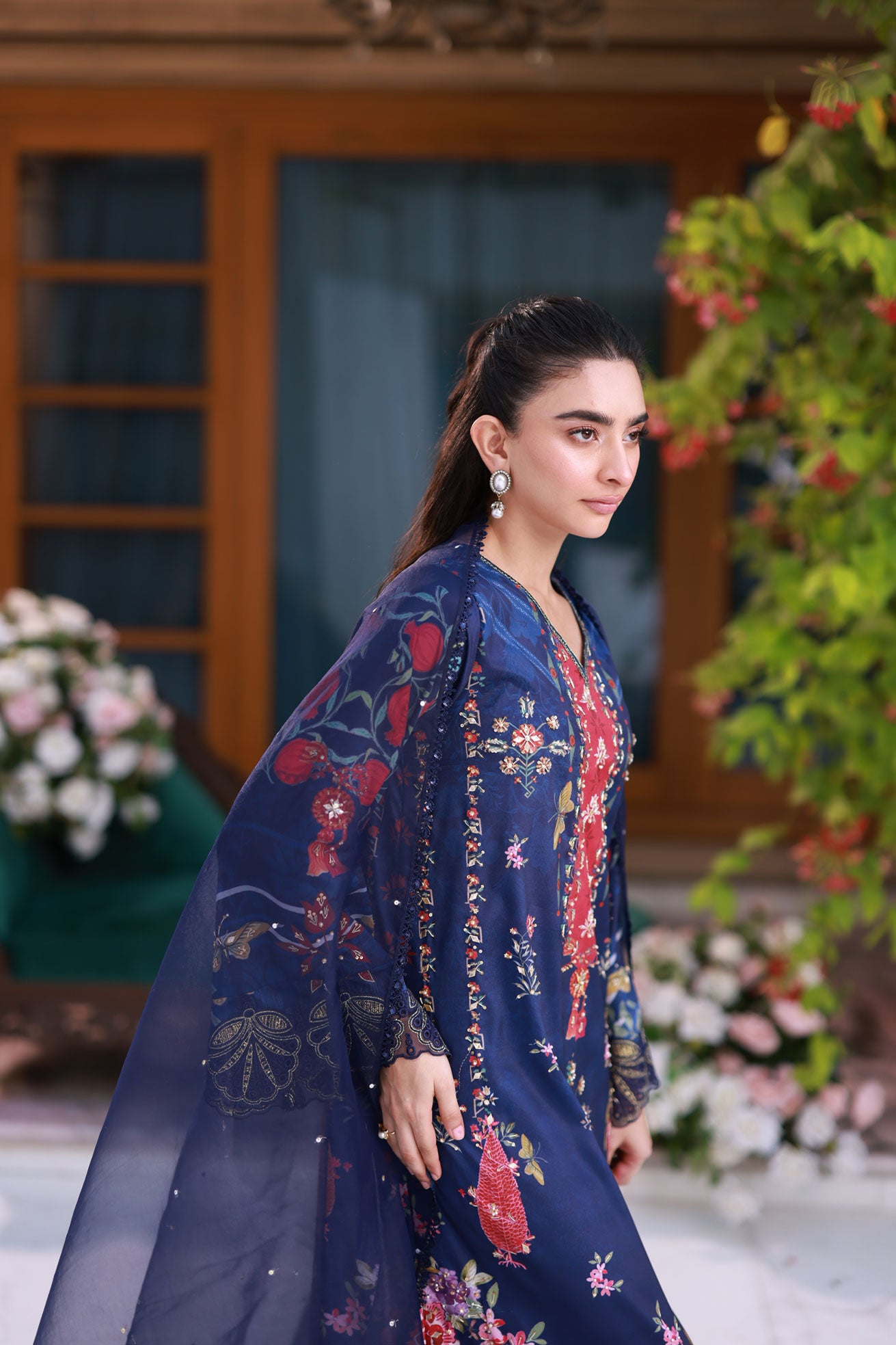 FW25DD-2875  NAVY BLUE DYED DUPATTA