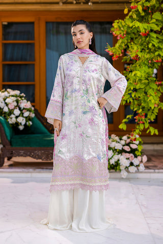 Silk Tunic - 2PCS HAND EMBELLISHED  SHIRT WITH TROUSER-FW25DA-2868 OFF WHITE