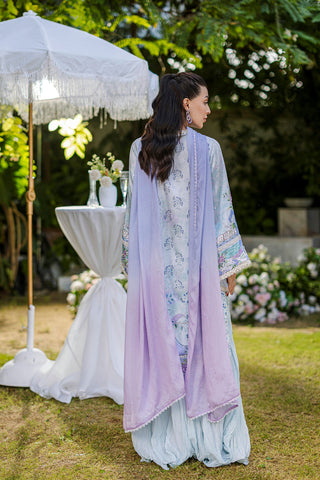 Silk Tunic - 2PCS HAND EMBELLISHED  SHIRT WITH TROUSER-FW25DA-2866 SKY BLUE