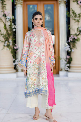 Silk Tunic - 2PCS HAND EMBELLISHED  SHIRT WITH TROUSER-FW25DA-2870 ORANGE