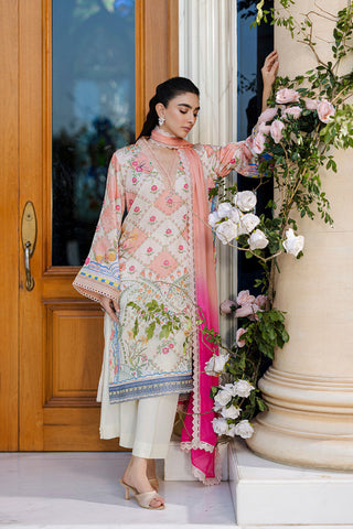 Silk Tunic - 2PCS HAND EMBELLISHED  SHIRT WITH TROUSER-FW25DA-2870 ORANGE