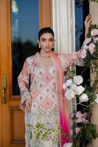 Silk Tunic - 2PCS HAND EMBELLISHED  SHIRT WITH TROUSER-FW25DA-2870 ORANGE