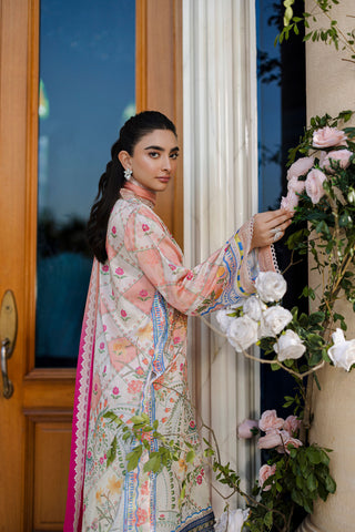 Silk Tunic - 2PCS HAND EMBELLISHED  SHIRT WITH TROUSER-FW25DA-2870 ORANGE