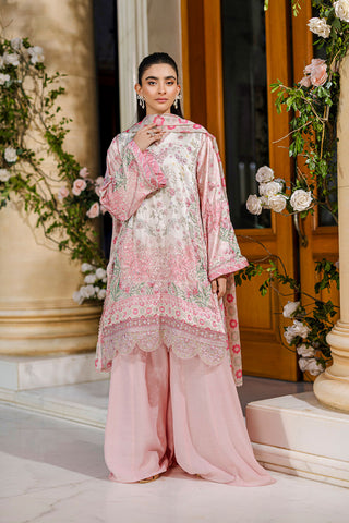 Silk Tunic - 2PCS HAND EMBELLISHED  SHIRT WITH TROUSER-FW25DA-2873 PINK