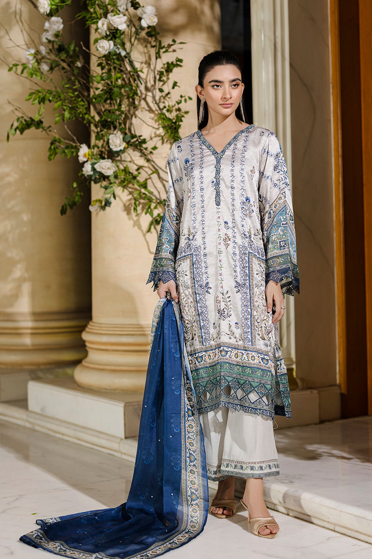 FW25DD-2872  BLUE PRINTED DUPATTA