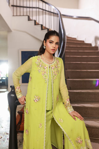 SS25DA-2717 GREEN 2PCS EMBROIDERED KURTA WITH TROUSER