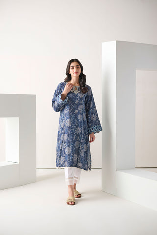 DC-0547 BLUE EMBROIDERED KURTA