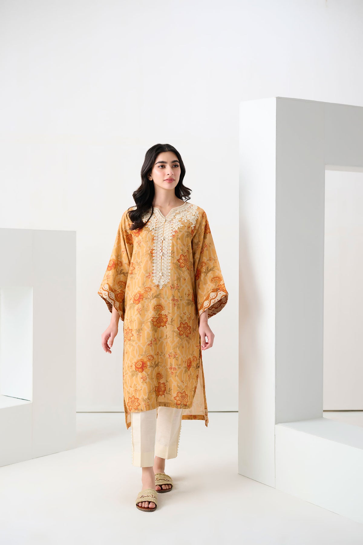 DC-0561 MUSTARD EMBROIDERED KURTA