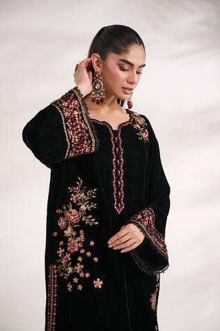 FW24DA-1894   BLACK  1PCS  EMBROIDERED KURTA