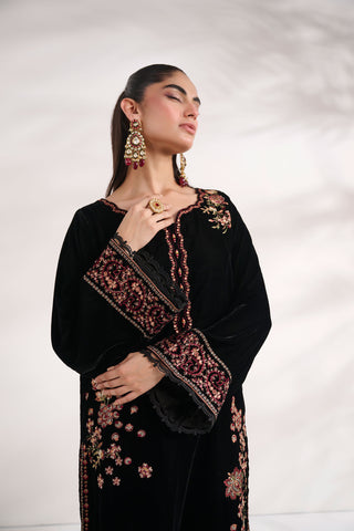 FW24DA-1894   BLACK  1PCS  EMBROIDERED KURTA