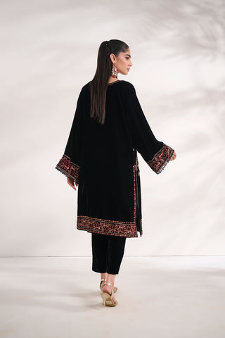 FW24DA-1894   BLACK  1PCS  EMBROIDERED KURTA